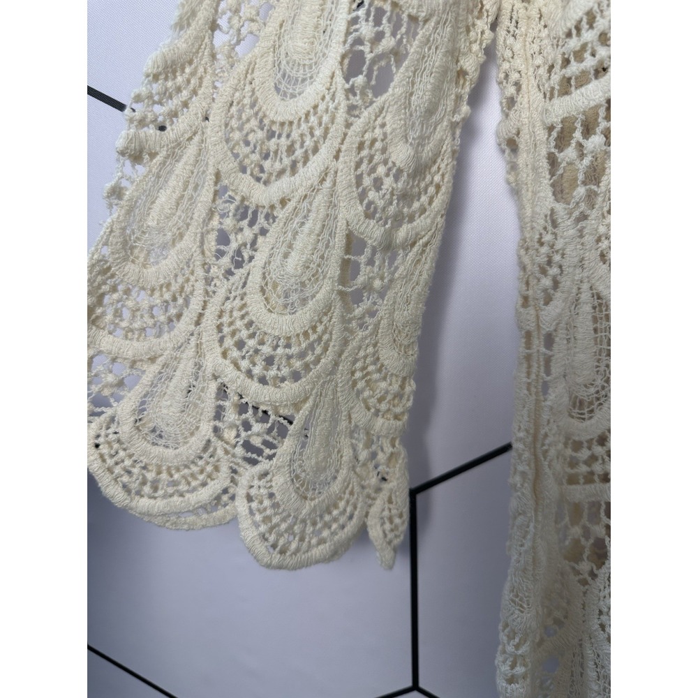Adiva Women's Top Lace Ivory 3/4 Bell Sleeve Lined Size PM - Picture 3 of 15